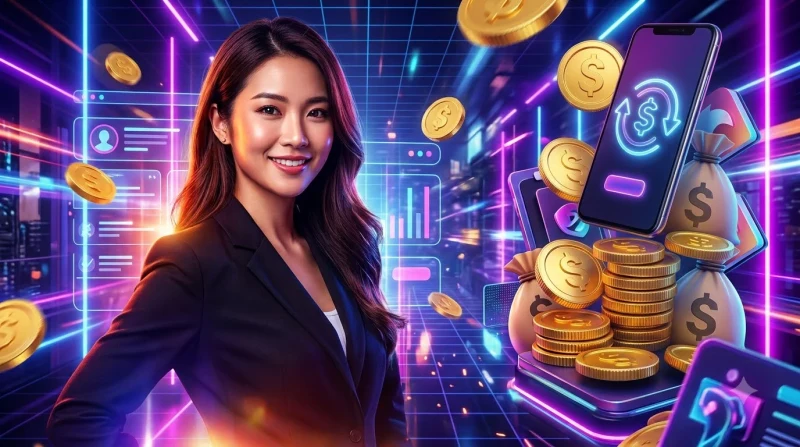 Lợi ích rút tiền VSbet với cúp vàng, biểu đồ tăng trưởng và biểu tượng bảo mật